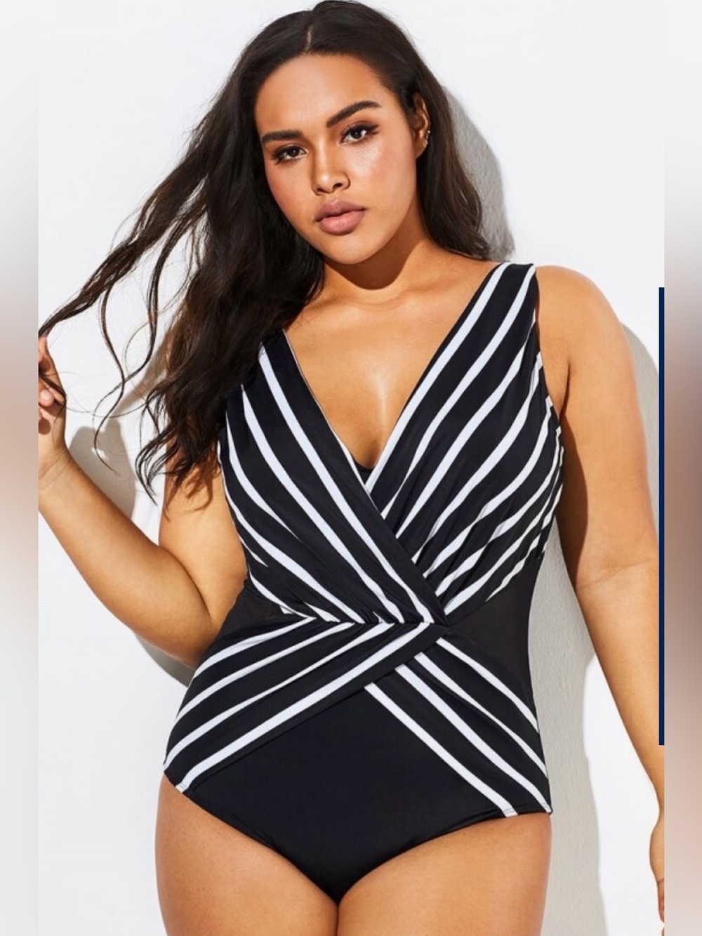 Meet. Curve Black & White Stripe One-Piece Swimsuit